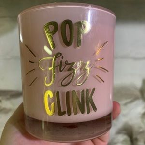 Pop Fizz Clink Prosecco Pink Glass Candle